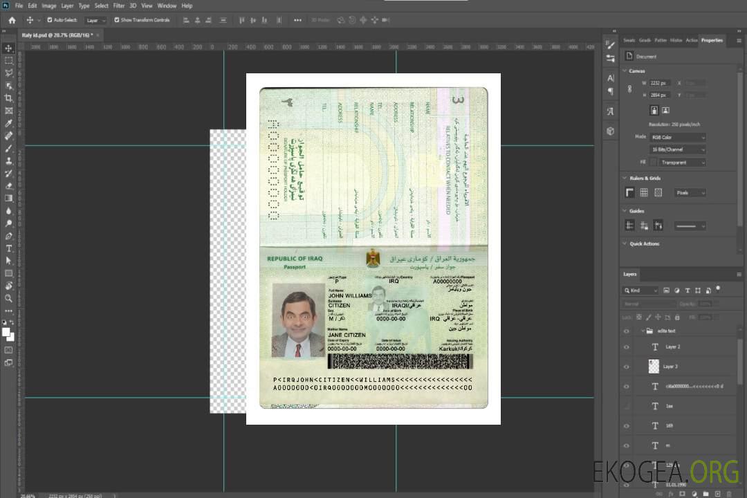 Nouveau passeport irakien 2019-présent template
